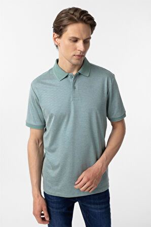 Yeşil Regular Baskılı Polo Yaka Tişört