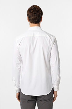 Beyaz Slim Fit Düz Klasik Yaka Gömlek