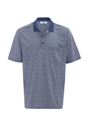 Lacivert Regular Desenli Polo Yaka Tişört