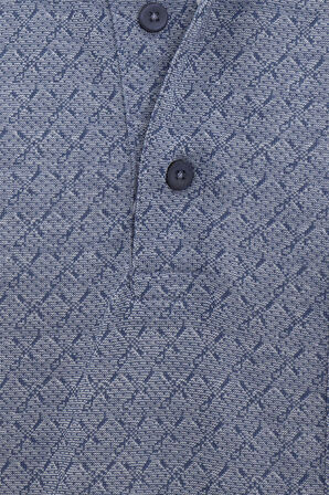 Lacivert Regular Desenli Polo Yaka Tişört