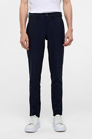 Lacivert Slim Fit Desenli Kumaş Pantolon