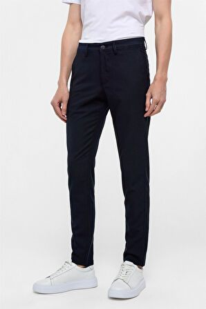Lacivert Slim Fit Desenli Kumaş Pantolon