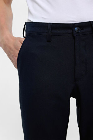 Lacivert Slim Fit Desenli Kumaş Pantolon