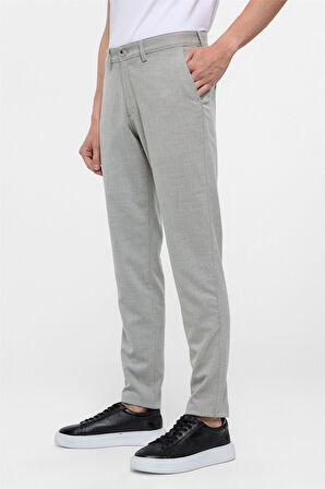 Gri Slim Fit Desenli Kumaş Pantolon