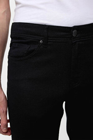 Siyah Slim Fit 5 Cep Kalıp Armürlü Kanvas Pantolon