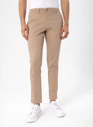 Süvari Bej Erkek Slim Fit Armürlü Pantolon PN2020500702