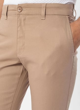 Süvari Bej Erkek Slim Fit Armürlü Pantolon PN2020500702