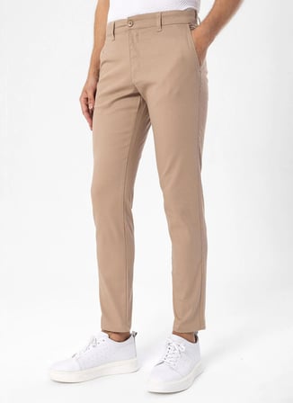 Süvari Bej Erkek Slim Fit Armürlü Pantolon PN2020500702