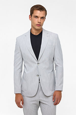 Gri Slim Fit Desenli Mono Yaka 6 Drop Spor Takım Elbise