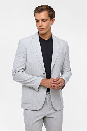 Gri Slim Fit Desenli Mono Yaka 6 Drop Spor Takım Elbise