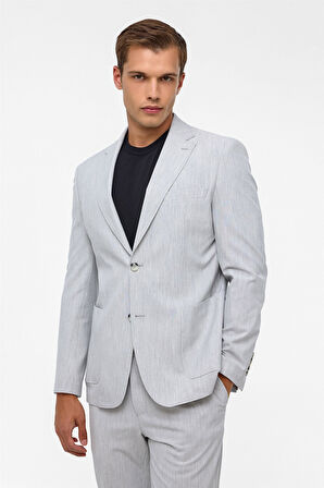 Gri Slim Fit Desenli Mono Yaka 6 Drop Spor Takım Elbise