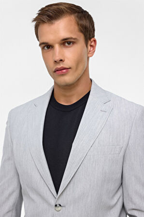 Gri Slim Fit Desenli Mono Yaka 6 Drop Spor Takım Elbise