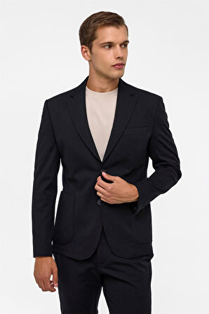 Siyah Slim Düz Mono Yaka 6 Drop Spor Takım Elbise