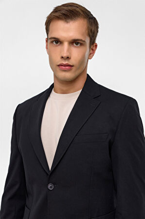 Siyah Slim Düz Mono Yaka 6 Drop Spor Takım Elbise