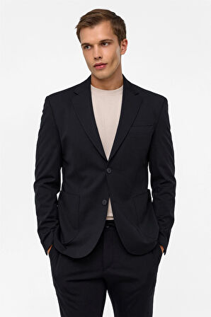 Siyah Slim Düz Mono Yaka 6 Drop Spor Takım Elbise