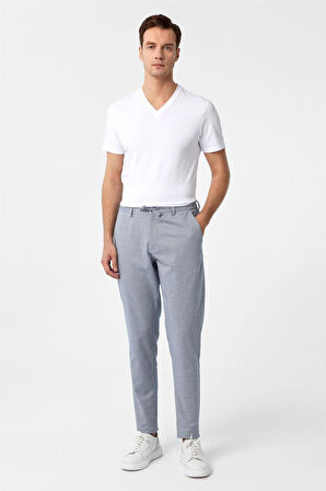 Buz Mavi Slim Fit Armürlü Jogger Pantolon