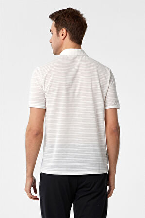 Beyaz Slim Fitilli Polo Yaka Tişört