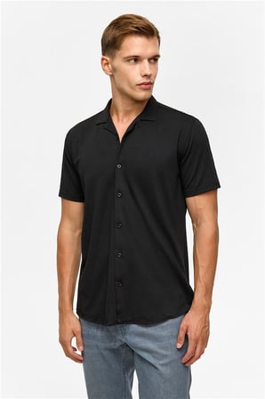 Siyah Slim Casual Gömlek