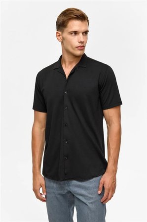 Siyah Slim Casual Gömlek
