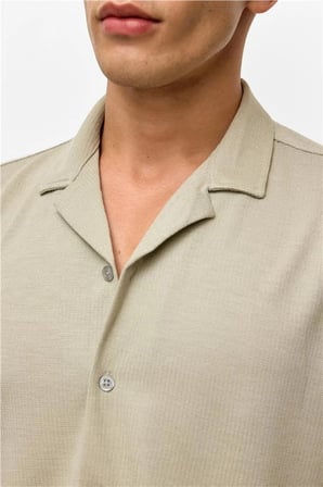 Koyu Haki Slim Casual Gömlek