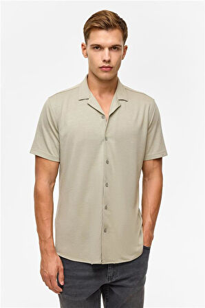 Beyaz Slim Fitilli Apaş Yaka Gömlek