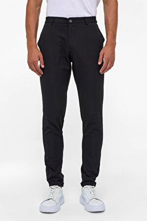 Siyah Slim Armürlü Jogger Pantolon