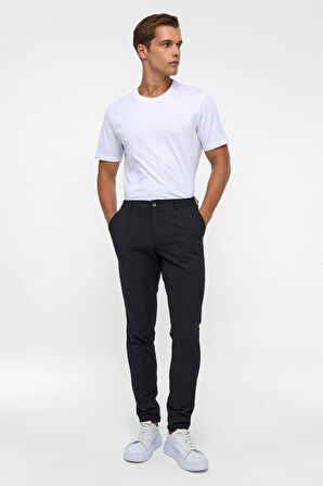 Siyah Slim Armürlü Jogger Pantolon