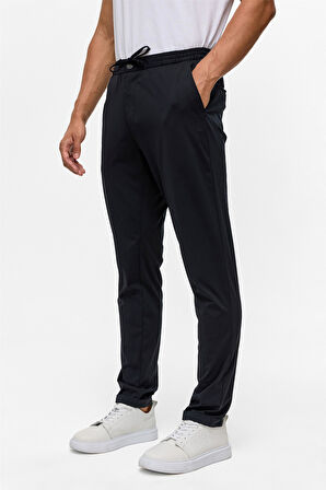 Lacivert Slim Armürlü Jogger Pantolon