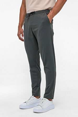 Koyu Haki Slim Armürlü Jogger Pantolon