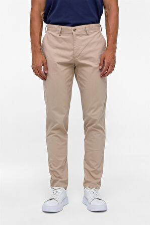 Bej Regular Armürlü Pantolon