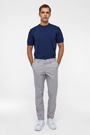 Gri Regular Armürlü Pantolon