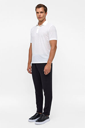 Beyaz Regular Düz Polo Yaka Tişört