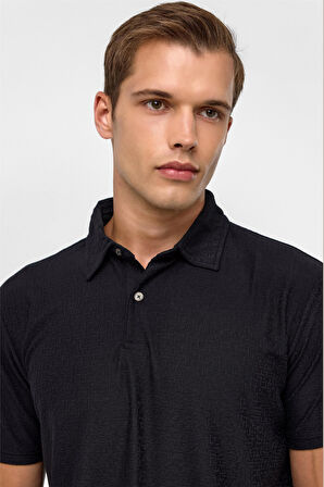 Siyah Regular Düz Polo Yaka Tişört