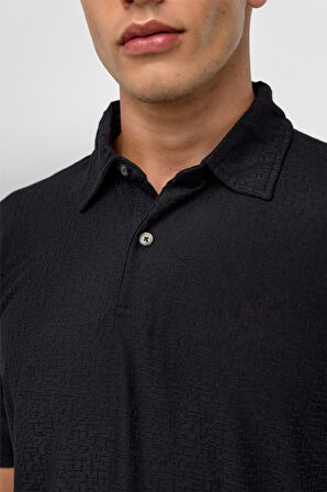 Siyah Regular Düz Polo Yaka Tişört