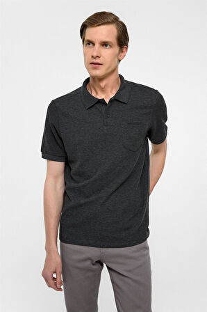 Antrasit Regular Armürlü Polo Yaka Tişört