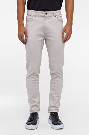 Bej Slim 5 Cep Kalıp Armürlü Pantolon