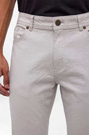 Bej Slim 5 Cep Kalıp Armürlü Pantolon