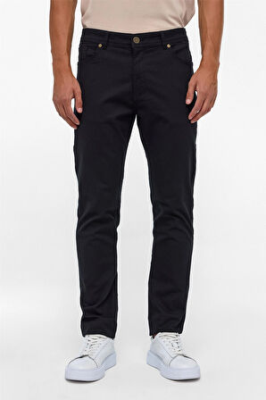 Siyah Slim 5 Cep Kalıp Armürlü Pantolon