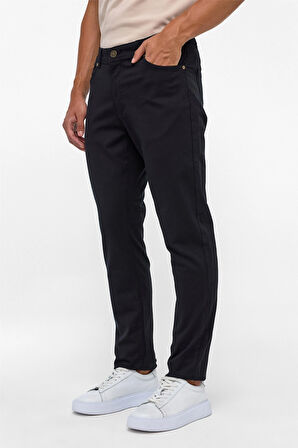 Siyah Slim 5 Cep Kalıp Armürlü Pantolon