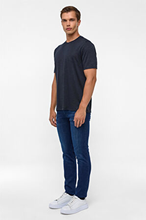 Siyah Regular Armürlü Bisiklet Yaka Tişört