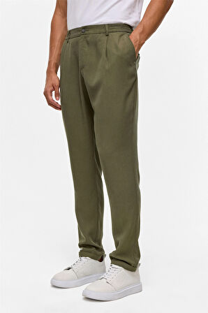 Koyu Haki Slim Armürlü Jogger Pantolon