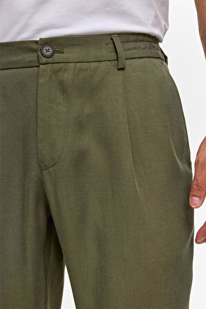 Koyu Haki Slim Armürlü Jogger Pantolon