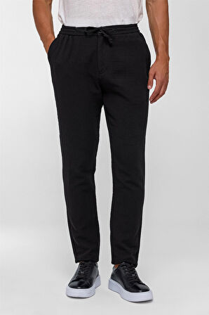 Siyah Slim Düz Jogger Pantolon