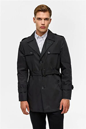 Siyah Slim Düz Mont