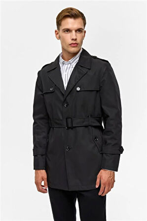 Siyah Slim Düz Mont