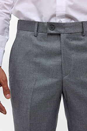 Antrasit Regular Armürlü Kumaş Pantolon