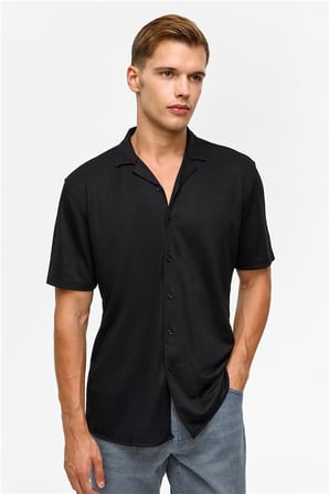 Siyah Slim Casual Gömlek