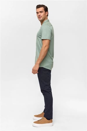 Koyu Haki Slim Casual Gömlek