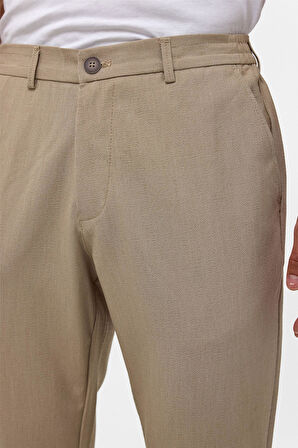 Bej Slim Düz Jogger Pantolon