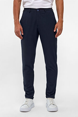 Lacivert Slim Düz Jogger Pantolon